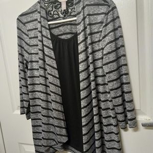 Ladies black & grey striped top